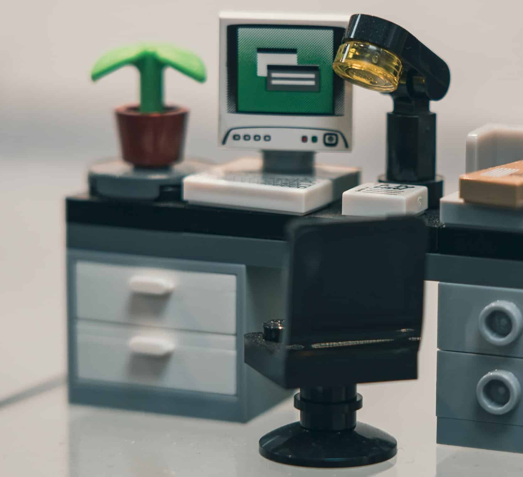 Lego desk and computer
